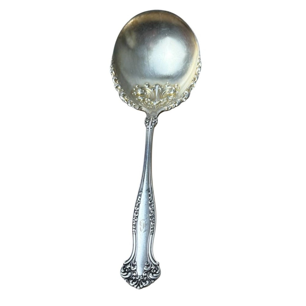 1847 Rogers Bros Berry Serving Spoon Avon Silverplate A1 Gold Wash Antique 1906